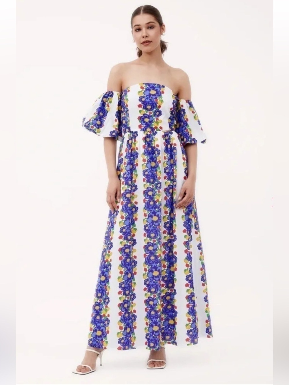NWT Beyond by Vera Off the Shoulder Leah GRAND VILLA COBALT Dress size M - Picture 4 of 5